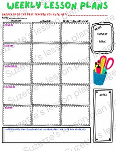 Teacher Weekly Lesson Plan - Etsy