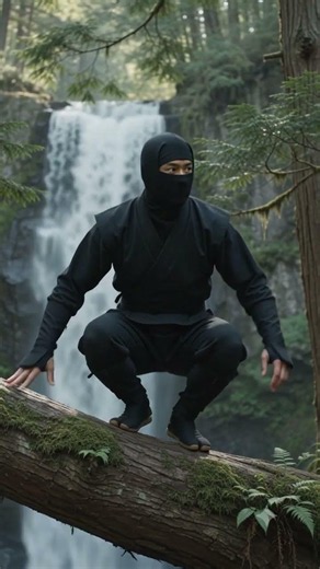 Black Ninja learn to throw shuriken while jump