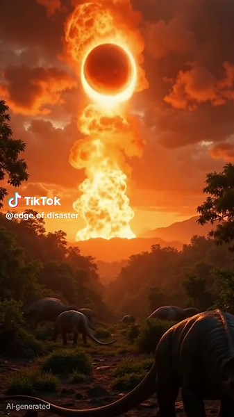 This is a realistic simulation of the giant meteor impact that ended the dinosaurs millions of years ago. A fireball blazed brightly in the sky before striking Earth with unimaginable force. Terrifying tremors, flames, and dust clouded the sky—marking the beginning of the greatest mass extinction in history. 📍AI simulation video 🎥 Educational history of ancient natural disasters #DinosaurMeteor #AncientApocalypse #AISimulation #Dinosaurs #ExtinctionEvent #NaturalDisaster #CretaceousEra #Realis