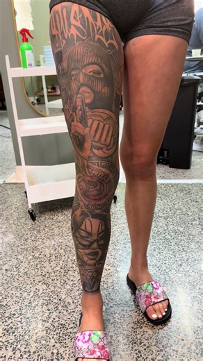 One more stirring to go in this leg sleeve #girl #gangster #fyp #leg #likeandfollow