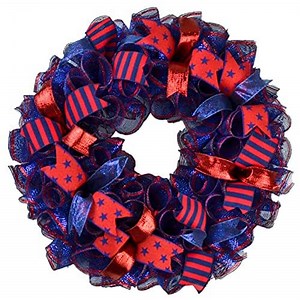 Memorial Day Wreaths for Front Porch, Navy Blue Fourth of July Door Wreath Ideas, Americana Wreaths, Star Red Sparkle