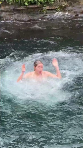 Fearless Beauty Jumps 60ft Down! 😱 #waterfall#Travel