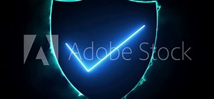 neon check mark icon animation on black background. Glowing neon line with check mark icon isolated.