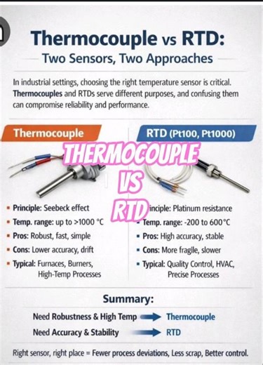 thermocouple vs RTD .#electrical #technical #viral #shorts #sensor #instrument