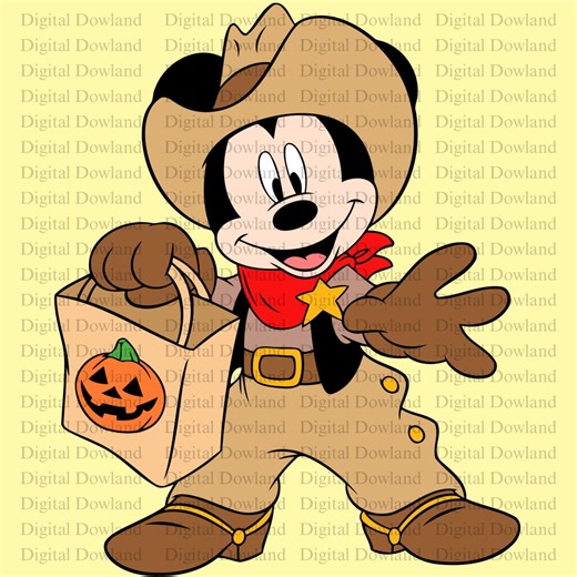 Mickey Mouse Cowboy PNG, Western Halloween Trick or Treat Design, Disney Spooky Sheriff Digital Download, Halloween DTF Sublimation 2026 Art - Etsy