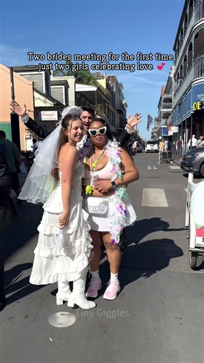Two brides meeting for the first time—just two girls celebrating love💕💍#BrideMeeting #WeddingVibes #BrideFriends#TikTokGrowthChallenge