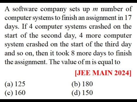 software company sets up m number computer systems to finish assignment in 17 days.4 computer crash