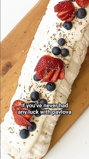 Pavlova roll! The easier & quicker pav #easyrecipe #pavlova