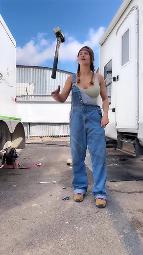 Let’s just act like that didn’t happen😂 Who wants to see my replace the axels on my horse trailer?! #cowgirl #working #cowgirloutfit #tools #funny #fyp #explore #captivate