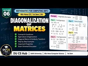 Diagonalization of Matrices Lecture 6 MFC BSc Hons Computer science 1st Sem DU CS Hub