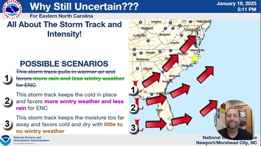 We received many comments on our first snowfall forecast released this afternoon. In this new video we cover what you can expect and why this forecast is especially challenging. We also discuss why we don’t predict snowfall amounts much farther out than about 48 hours. Be sure to check back for updates, as this may be adjusted based on new information. A wide range of possibilities are STILL on the table. Update: https://www.weather.gov/media/mhx/LatestBriefing.pdf Additional Snow Maps: https://