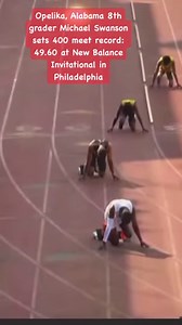 🥇🥇Opelika, Alabama 8th grader Michael Swanson wins 1st place at the New Balance Invitational, setting a new record of 49.60 in the 400 meters for middle school boys in Philadelphia, PA. Less than 24 hours after his 1st place victory at the Brooks Invitational in Seattle, WA, Swanson showcases his incredible speed and talent. | Elizabeth White