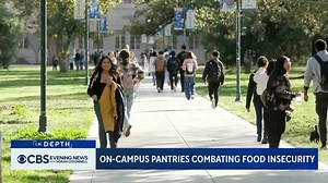 At least one in three college students experiences food insecurity. UC Davis in California was one of the first colleges to open up a food pantry on campus. | CBS Evening News
