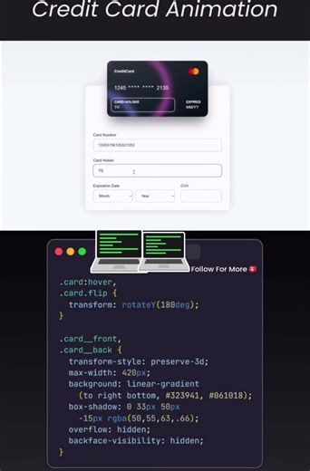 Credits card animation …. #coding #viral #shorts #viralvideo #explore