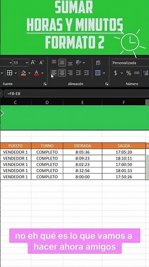 🟢⏰Aprende a sumar HORAS y MINUTOS de forma sencilla 2 #excel #superexcel #cursosgratis #horas