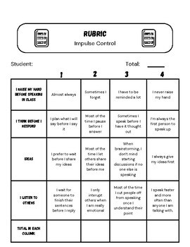 Impulse Control- counselor resource