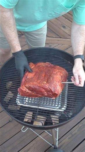 Smoking a Pork Shoulder in a Weber Kettle with the Snake Method