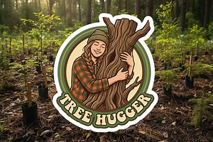 Tree Hugger Sticker - Waterproof Vinyl Decal for Laptop, Water Bottle, Cooler, Car Window - Etsy