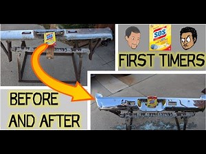 Cleaning a rusted old bumper using SOS pads