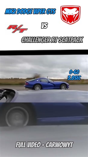Dodge Viper GTS vs Dodge Challenger R/T DRAG RACE #automobile #fastcars #race #carshorts #dreamcar