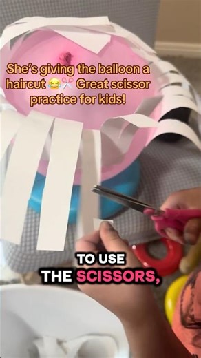 Little Girl Practicing Scissor Skills | Cutting Paper “Hair” on a Balloon 🎈✂️