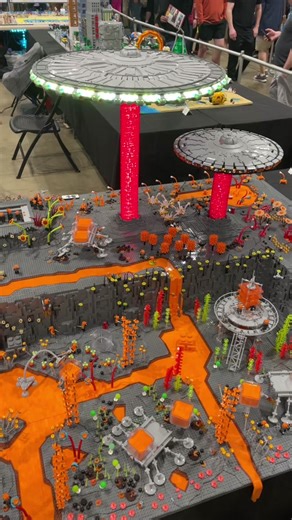 LEGO Alien Planet on display at Brickworld Chicago in June 2023. #NeedMoBricks #LEGO #BrickworldChicago #AlienPlanet #UFO #FlyingSaucer #Orange #LEGOTikTok #AFOLCommunity #AFOL