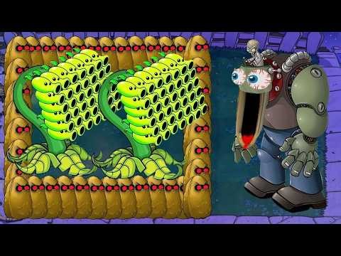 All Threepeater Gatling vs Giga Gargantuar vs Dr Zomboss - Plants vs Zombies Hack