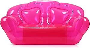 Kigley Inflatable Chair Blow Up Couches Transparent Inflatable Sofa Seat Yard Patio Portable Air Couch Furniture for Outdoor Indoor Camping Beach Room(Double Seat,Pink)