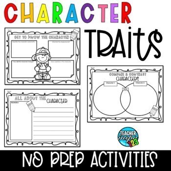 Describing Characters Traits List Worksheet Graphic Organizer with Evidence