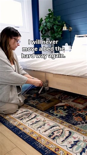 I will never move a bed the hard way again. 🤍 This furniture jack makes changing rugs or cleaning under beds so much easier and saves your back too. One of those “why didn’t I do this sooner” tools. Comment JACK and I'll send you the link to the furniture jack I use! #cozydiyhome #homehacks #cozyhome | Cozy DIY Home