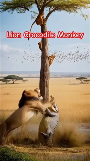 Chaos in the wild—predators clash as monkeys scream in fear #naturedrama #wildlife #animals