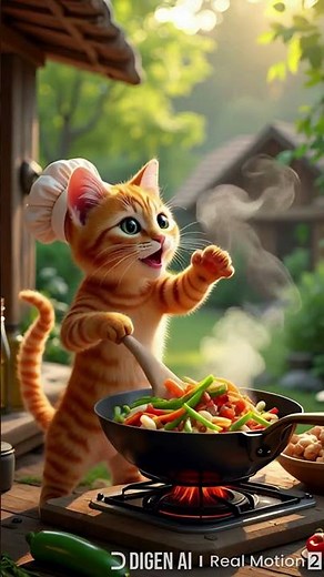 Meow Meow Music 🎵 | Cute Orange Chef Cat Cooking Song | Funny Cat Animation in Outdoor Kitchen | #ai