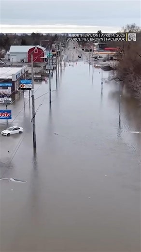 Drone footage shows extent of flooding in North Bay, Ontario | #shorts
