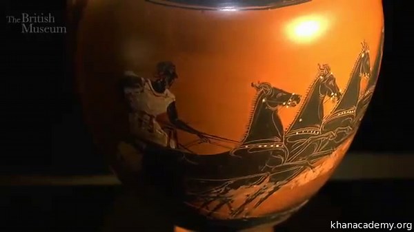 Prize amphora showing a chariot race