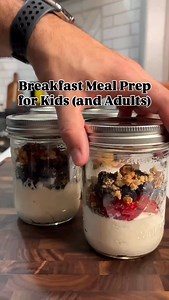 Macro-Friendly Yogurt Parfait with Granola 🍓🫐 Breakfast meal prep for kids (and adults) Ingredients (1 serving): * ��3/4 cup Trader Joe’s Greek Style * ��1/2 scoop vanilla protein powder * ��1/4 cup fresh strawberries * ��1/4 cup blueberries * ��1 tbsp chia seeds * ��1 tbsp (15g) Trader Joe’s Maple Pecan Granola Optional flavorings: Dash of cinnamon, agave, splash of vanilla extract, or a sprinkle of unsweetened coconut Total Macros (approx): * ��Calories: ~459 * ��Carbs: ~46g (7-8g fiber, ~ 1