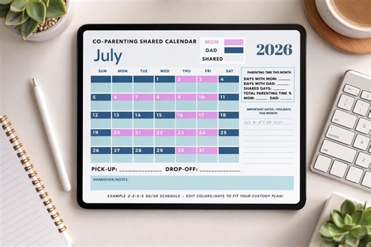 Editable Canva Co-parenting Calendar | Custody Schedule Template Digital Download - Etsy