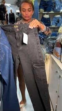 Women's cargo jeans at the Fortaleza market
