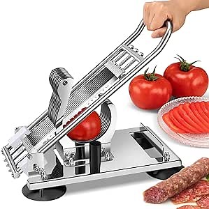 Newhai 0.2” Manual Tomato Slicer Lunch Meat Egg Slicing Tool Stainless Steel for Cheese Ham Bacon Home Restaurant Use