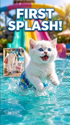 Kittens’ First Day at the Water Park! 🐱💦#machhali #cartoon