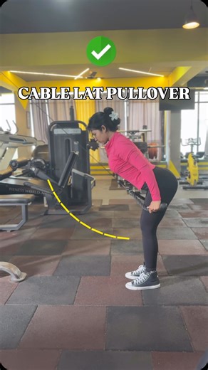 Jyoti Yadav ✨ | Cable Straight-Arm Lat Pullover Tips • Set the pulley at or slightly above head height. • Step back and hinge slightly at the hips. • Keep... | Instagram