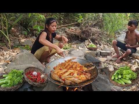 Cooking Whole Duck Curry in the Wild 🦆🌶 | Spicy Traditional Recipe & Mukbang Eating Show!