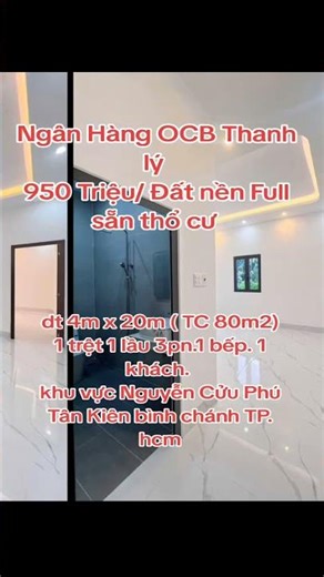 Ngân hàng OCB thanh lý căn nhà hai lầu Giá rẻ 950 triệu đã có sổ hồng riêng