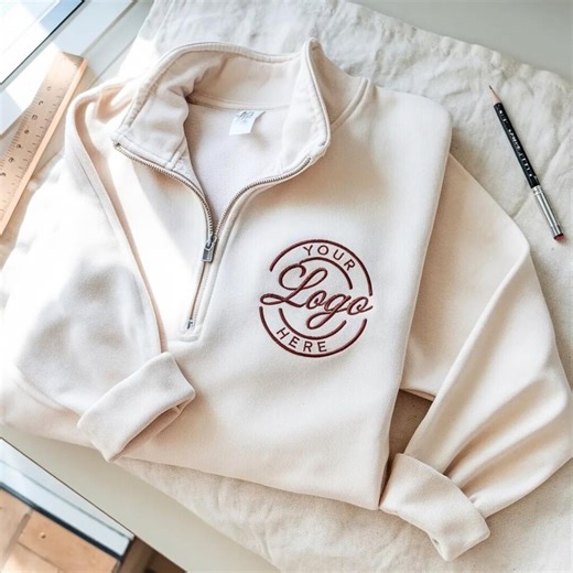 Custom Embroidered Company Logo Quarter Zip Sweatshirt, Team Uniform - Etsy