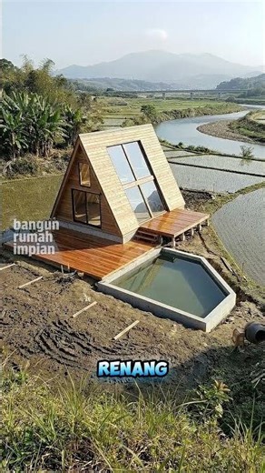 Hidden Riverside A-Frame Cabin 🌿 | Cozy Dream House Timelapse #cabin #timelapse #dreamhouse