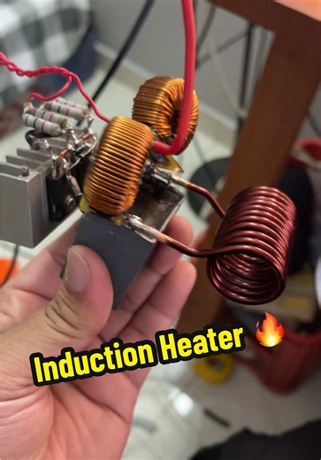 metal turns red-hot in seconds with this 12V induction heater 🔥 #inductionheater #zvs #inductioncooker #diy