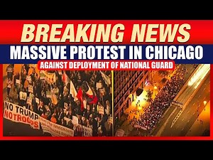 Aerial Video Shows Protesters Marching Against National Guard Deployment in Chicago | USA | Trump