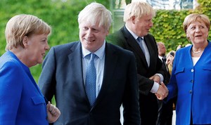 Boris Johnson meets Angela Merkel in Berlin