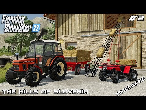 Storing STRAW BALES in the LOFT with BELT | The Hills of Slovenia | Farming Simulator 22 | Episode 2
