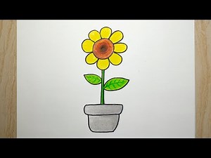 Menggambar bunga matahari yang mudah dan simple