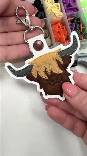 Highland Cow Bull Applique Key Fob Eyelet